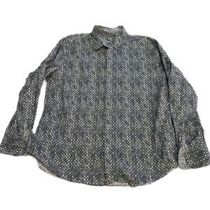 Robert Graham Men's Classic Fit Flip Cuff Shirt XXL Blue Green